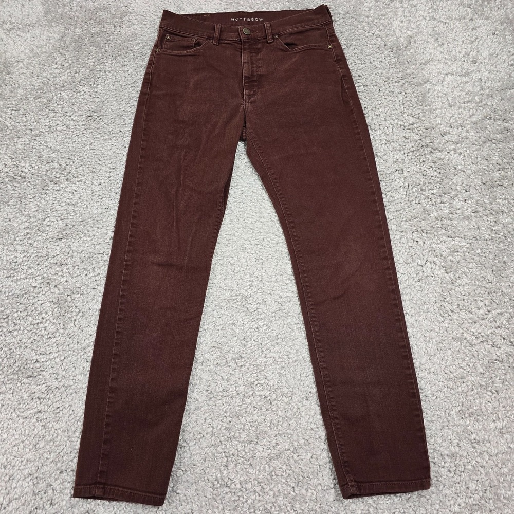 Mott & Bow Mercer Slim Jeans Mens 29x30 Brown Twill Stretch Minimalist